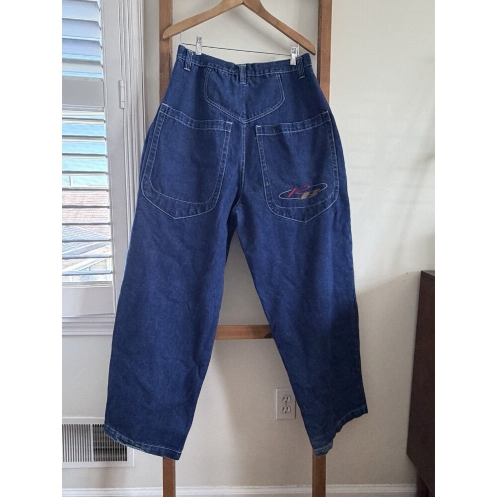 Vintage 90s Retro Blues Wide Leg Baggy Jeans 38x32 JNCO Style Skater Raver Denim